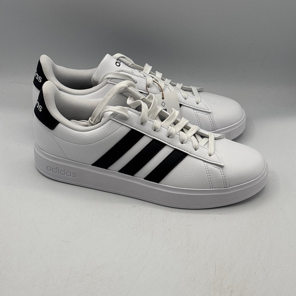 Adidas Grand Court 2.0 Women 8.5 White Black Leather Sneakers GW9214